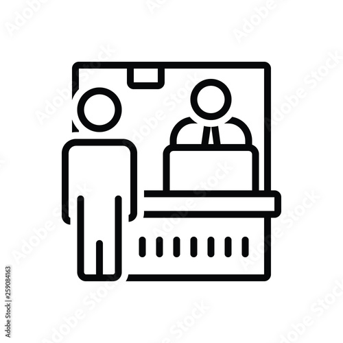 Black line icon for ticket counter