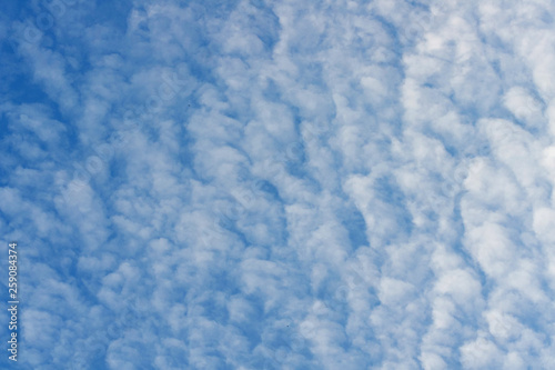 Blue sky filled with beautiful fluffy clouds.