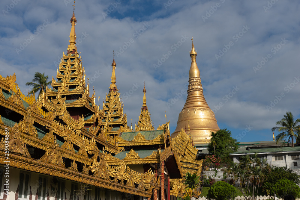 Fototapeta premium The Shwedagon Pagoda one of the most famous pagodas in the world the main attraction of Yangon. Myanmar’s capital city. Shwedagon referred in Myanmar as The crown of Burma