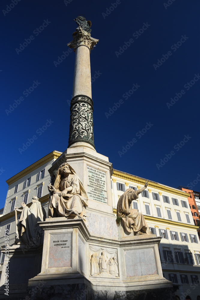 Column of the Immaculate Conception monument at Piazza di Spagna in Rome. 