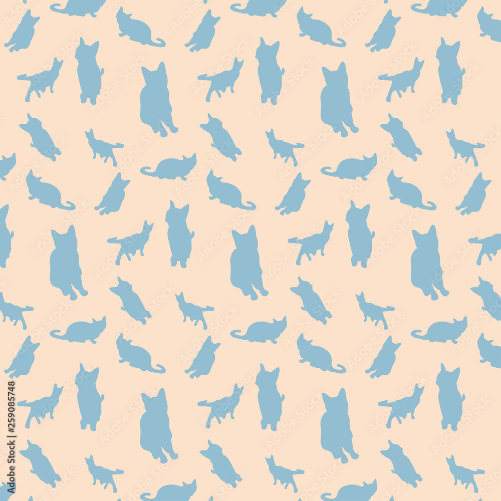 Cats silhouette pattern background - Vector Cats silhouette pattern background - Vector