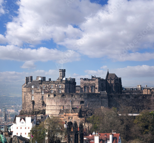 Famous Edinburgh Castle with city in Scotland