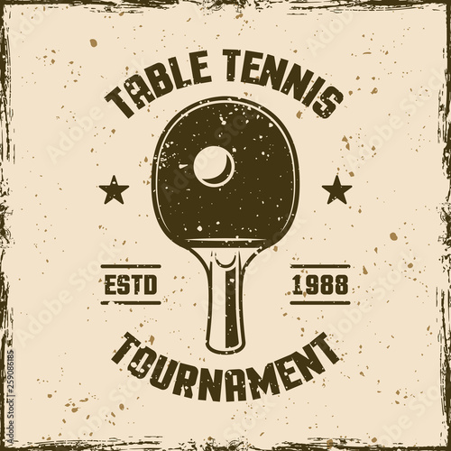 Table tennis tournament vintage vector emblem