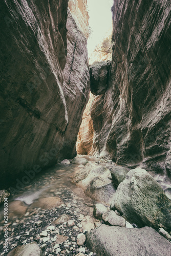 Amazing Avakas gorge  nature landscape  Cyprus. View of the popular canyon  tourist attraction in Paphos district  outdoor travel background  vertical image