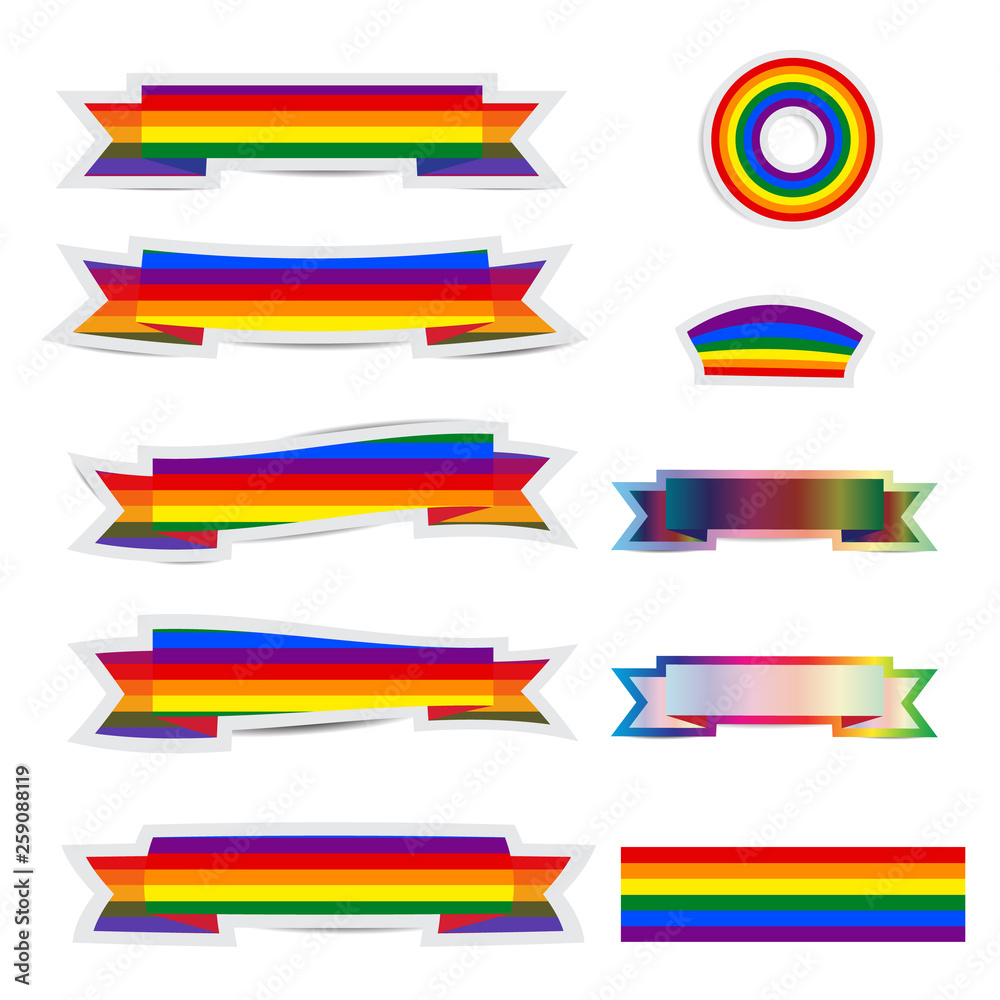 Set of rainbow ribbon stickers