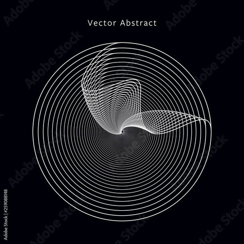 Abstract Futuristic Monochrome Illustration. Modern Minimalistic Circular Graphic Element. EPS8 Vector.
