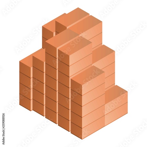 Stack of brick icon. Isometric of stack of brick vector icon for web design isolated on white background
