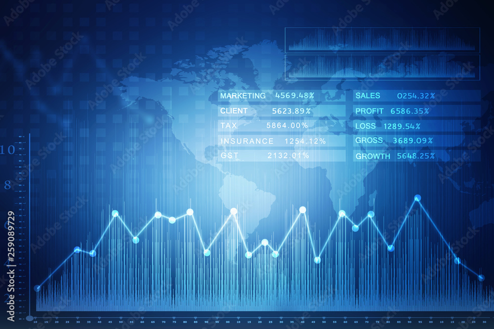 2d rendering Stock market online business concept. business Graph 2d rendering Stock market online business concept. business Graph