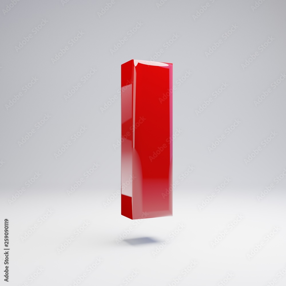 Volumetric glossy red lowercase letter L isolated on white background. Volumetric glossy red lowercase letter L isolated on white background.