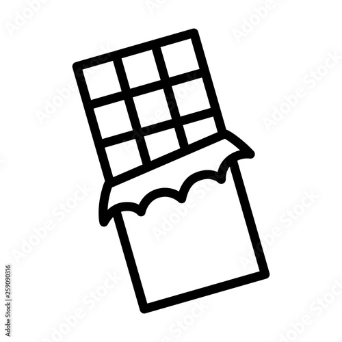Chocolate bar with squares in wrapper line art vector icon for apps and websites