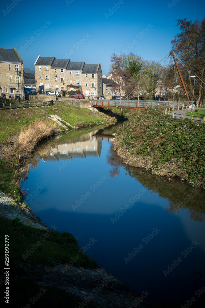 Fototapeta premium View across the river in Frome in Somerset