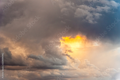 Fototapeta Naklejka Na Ścianę i Meble -  Beautiful dramatic stormy clouds at sunset