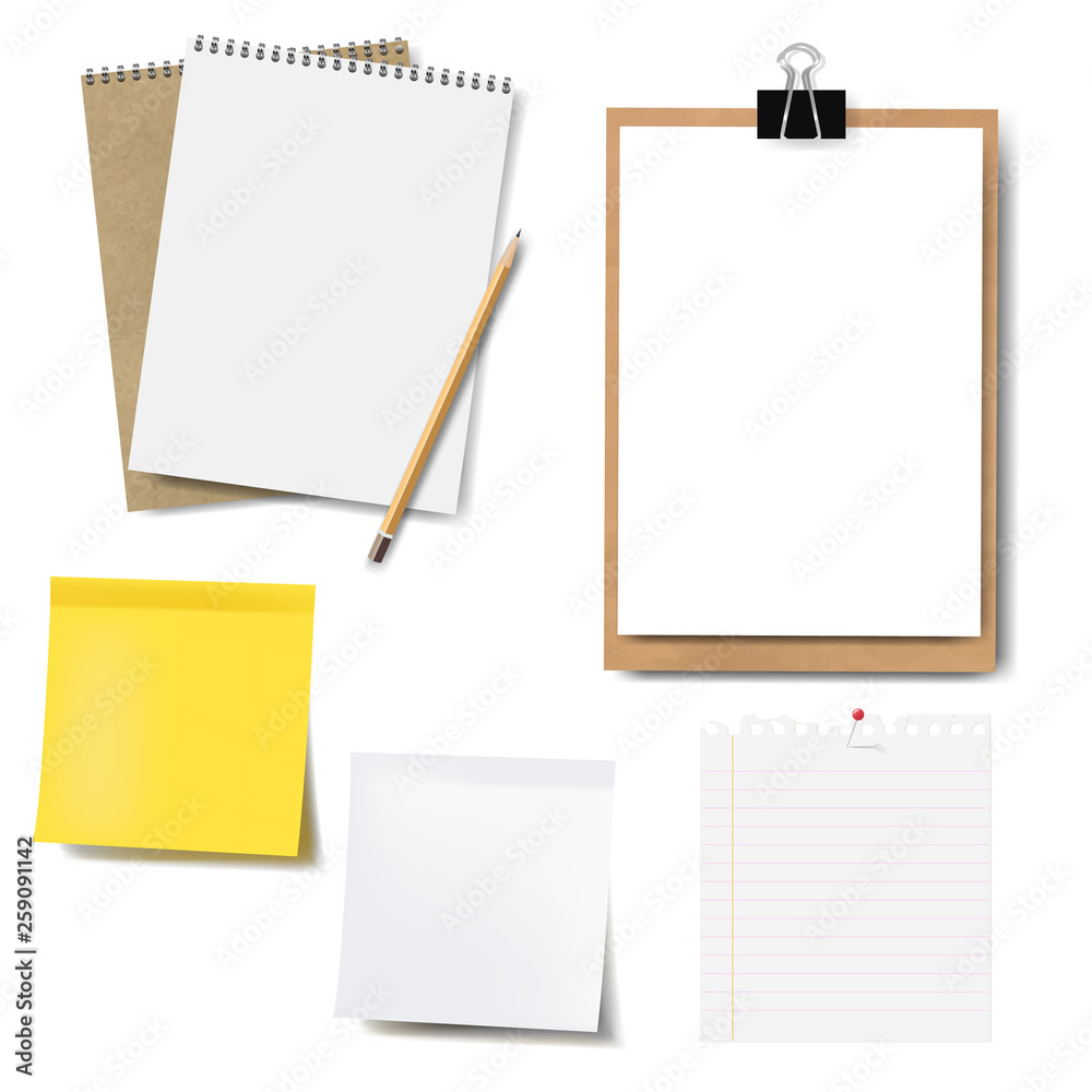 Notebook Mockup And Paper Set Isolated Notebook Mockup And Paper Set Isolated