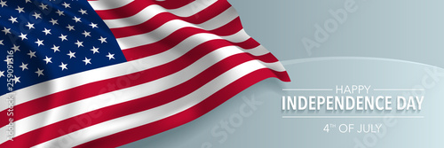 USA happy independence day greeting card, banner, horizontal vector illustration