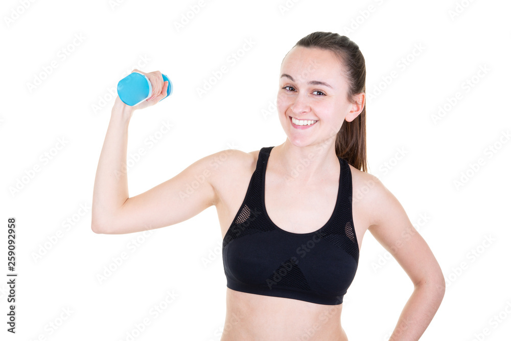 sporty girl with dumbbells exercising in fitness club sporty girl with dumbbells exercising in fitness club