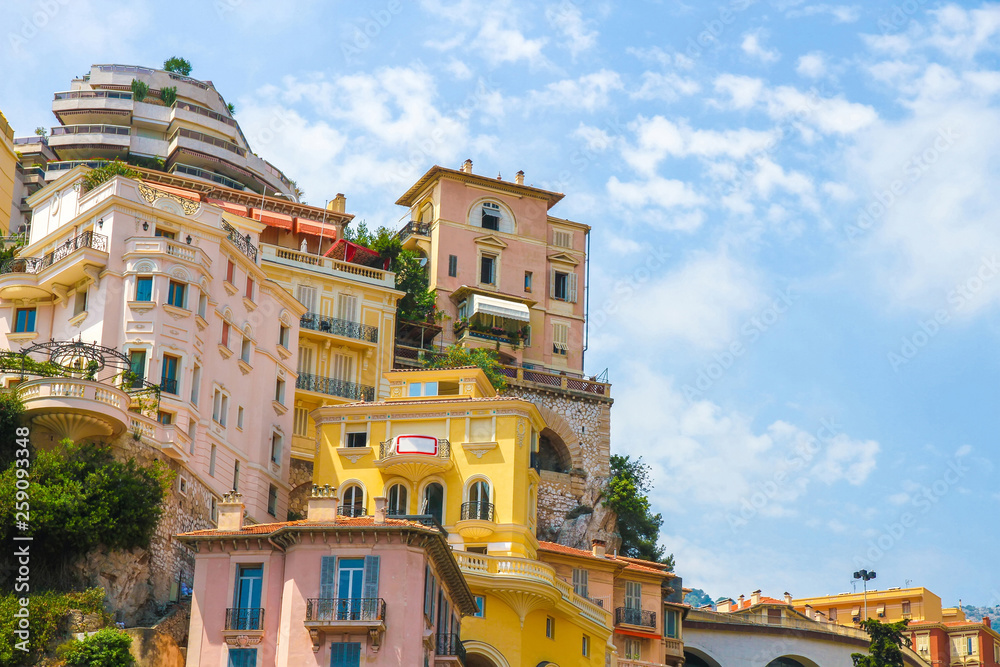 Historic architecture of Monaco on a sunny day