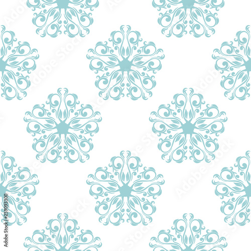 Blue floral pattern on white. Seamless background