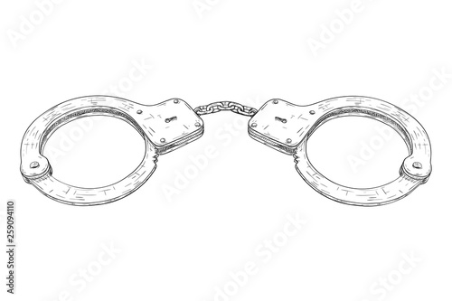 Handcuffs. Hand drawn sketch