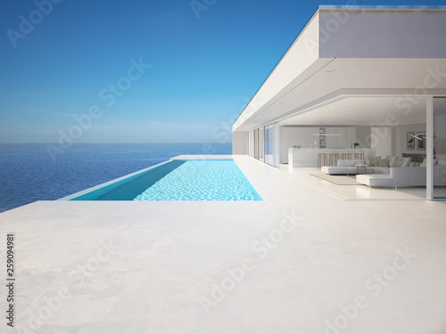 3D-Illustration. modern luxury summer villa with infinity pool