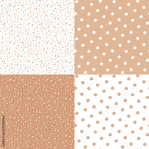 Polka dot in seamless patterns. Vector illustration set.