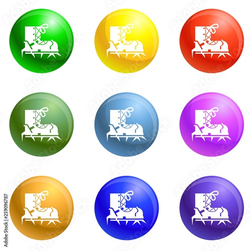 Climb spike boot icons vector 9 color set isolated on white background for any web design 