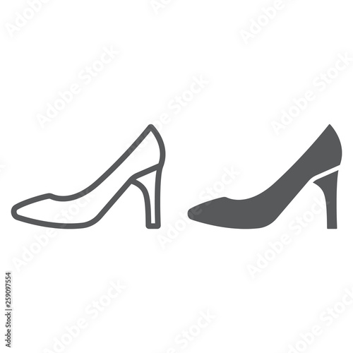 Women shoes line and glyph icon, female and footwear, high heel sign, vector graphics, a linear pattern on a white background.