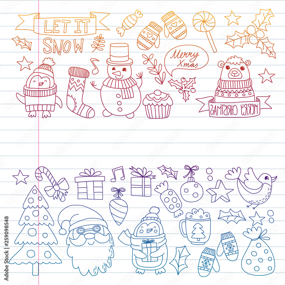 Christmas element in doodle kids drawing style. Vector pattern. Christmas element in doodle kids drawing style. Vector pattern.