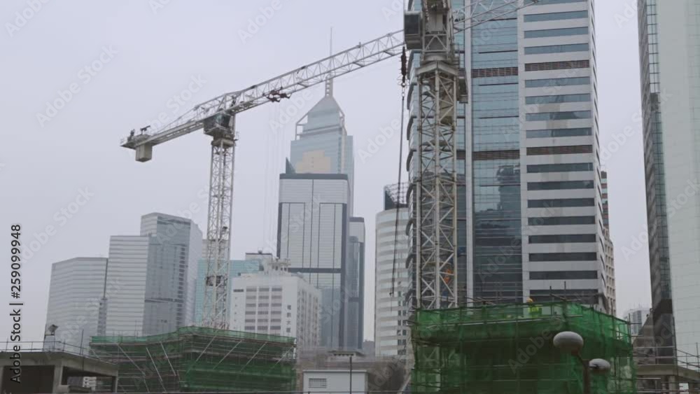 Construction in the Center of Hong Kong. Fast Motion Construction in the Center of Hong Kong. Fast Motion
