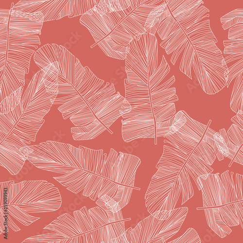 Vector illustration of leaves seamless pattern. Floral organic background. line illustrations. pencil drawing
