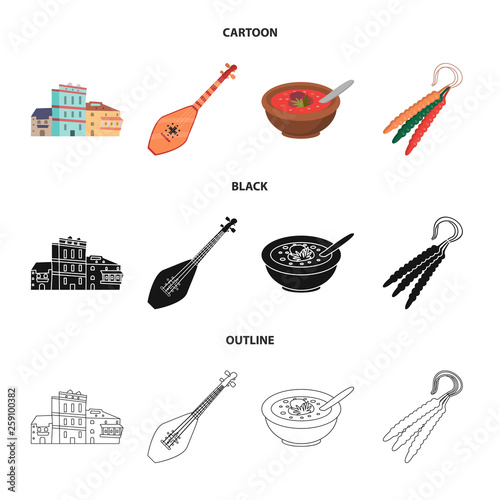 Vector illustration of culture and sightseeing symbol. Set of culture and originality stock vector illustration.