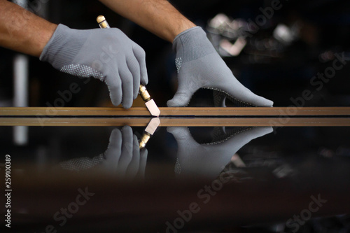 work, glass, industry, tool, equipment, cutter, cutting, white, hand, manual, background, business, glazier, craft, closeup, isolated, activity, worker, construction, one, manufacturing, repair, secti