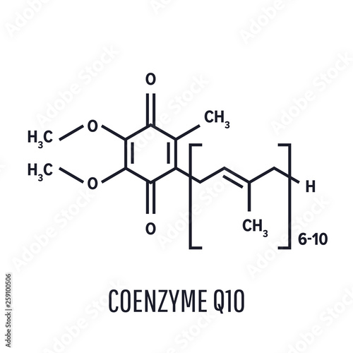 Coenzyme Q10 ubiquinone, ubidecarenone, CoQ10 molecule photo