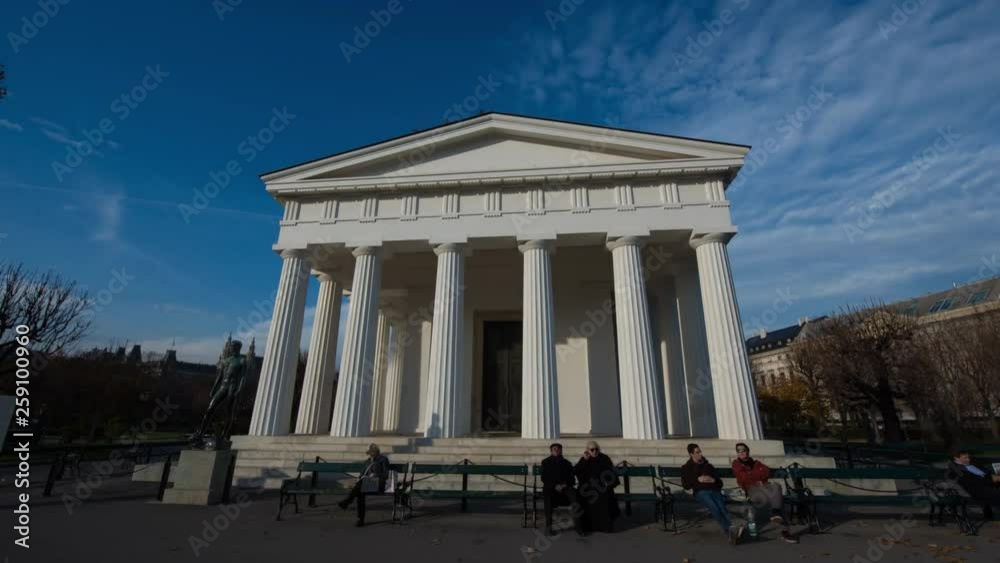 Moving timelapse / hyperlapse of Thesus Temple in Vienna with Night to Day transition Moving timelapse / hyperlapse of Thesus Temple in Vienna with Night to Day transition