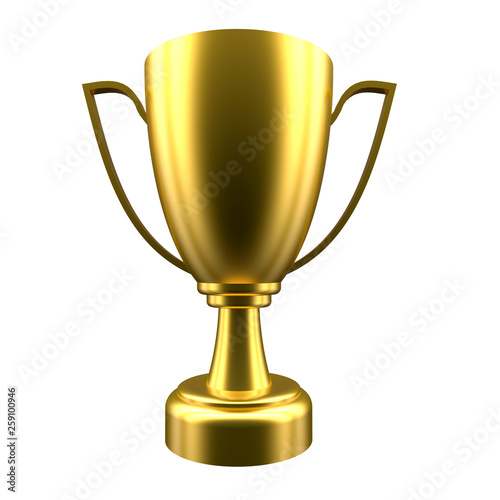 Golden winner cup isolated on white background. 3d rendering
