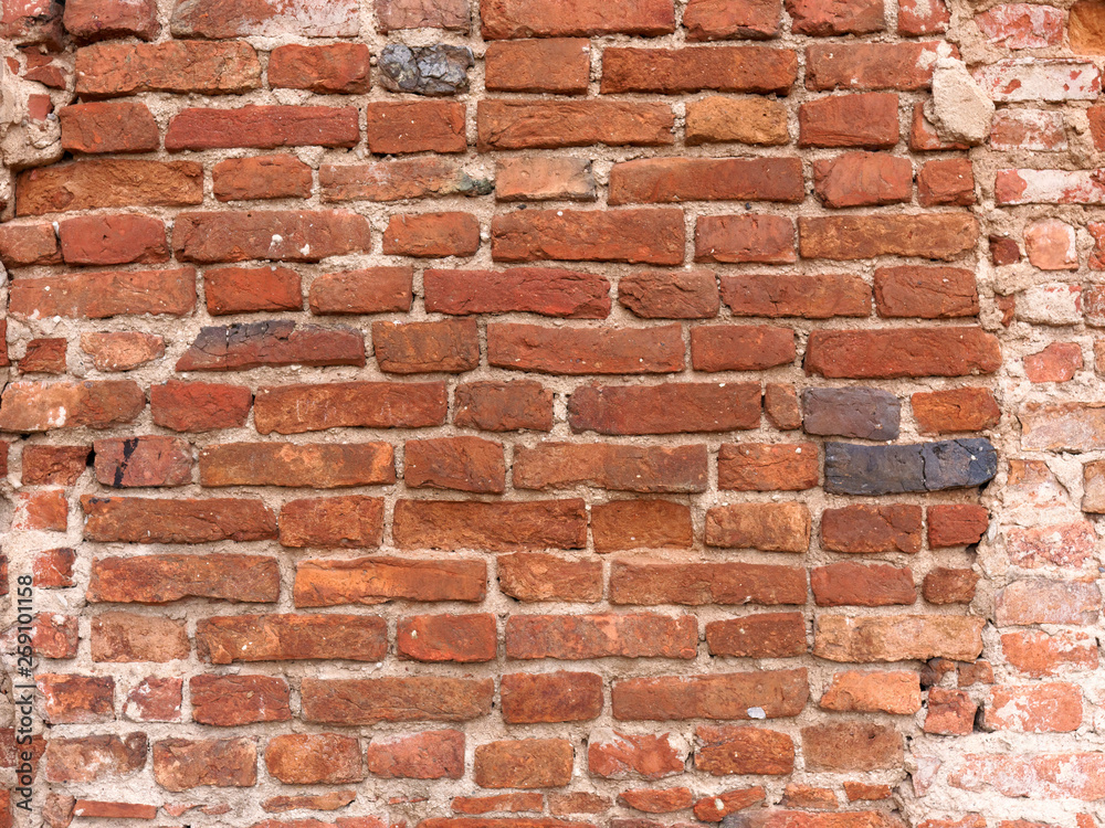 the old wall of red brick destroyed by wind and water the old wall of red brick destroyed by wind and water