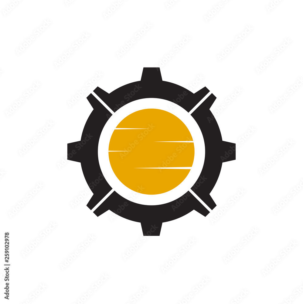 Industrial logo design with gear icon template Industrial logo design with gear icon template