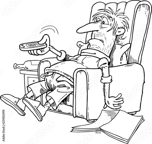 man sitting in a chair with a remote control