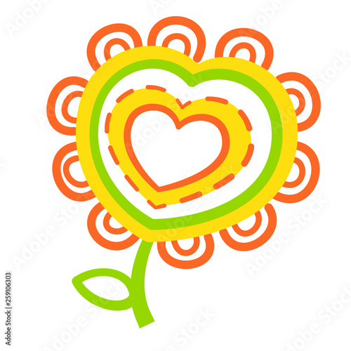 Heart flower color flat icon, isolated vectot illustration. Symbol of life and health. Logo for charitable organizations