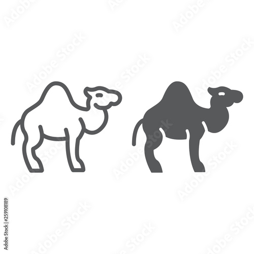 Camel line and glyph icon  arab and animal  mammal sign  vector graphics  a linear pattern on a white background.