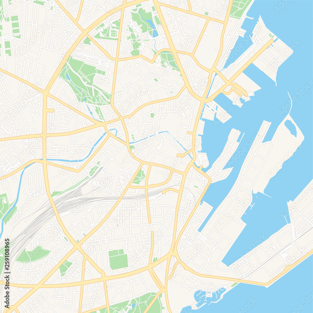 Naklejka premium Aarhus, Denmark printable map