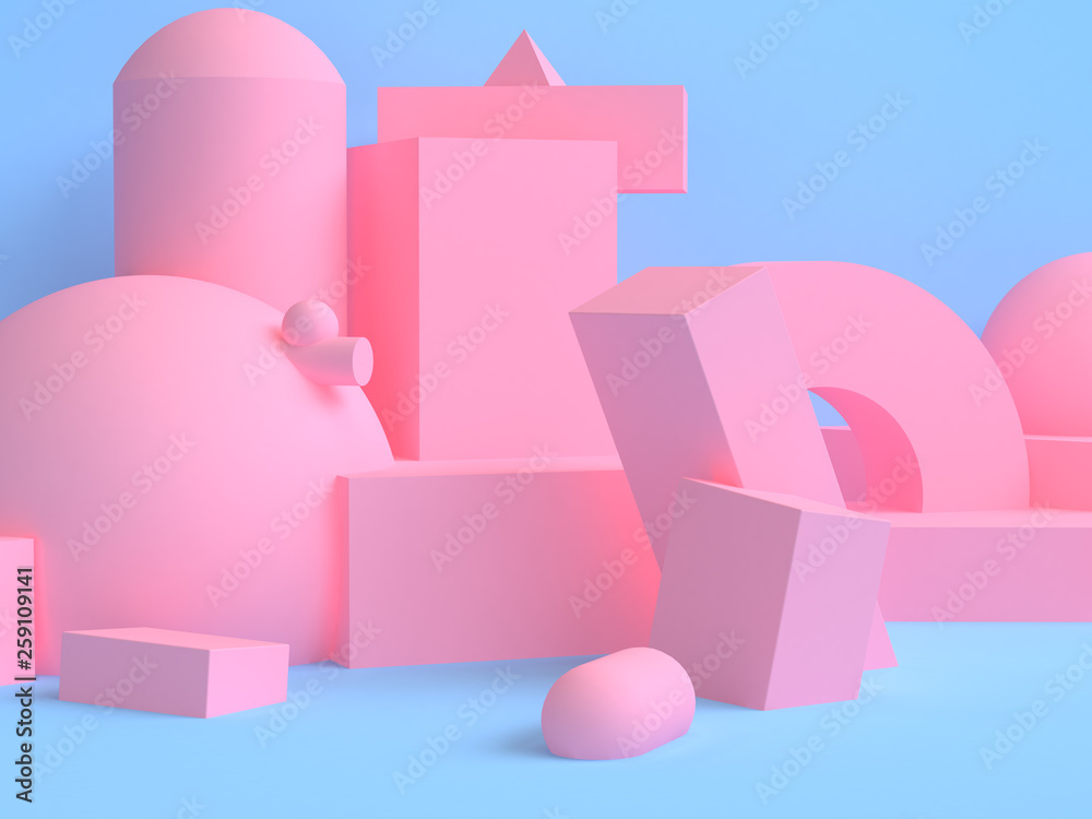 Pink geometric shape scene minimal style 3d rendering. Pink geometric shape scene minimal style 3d rendering.