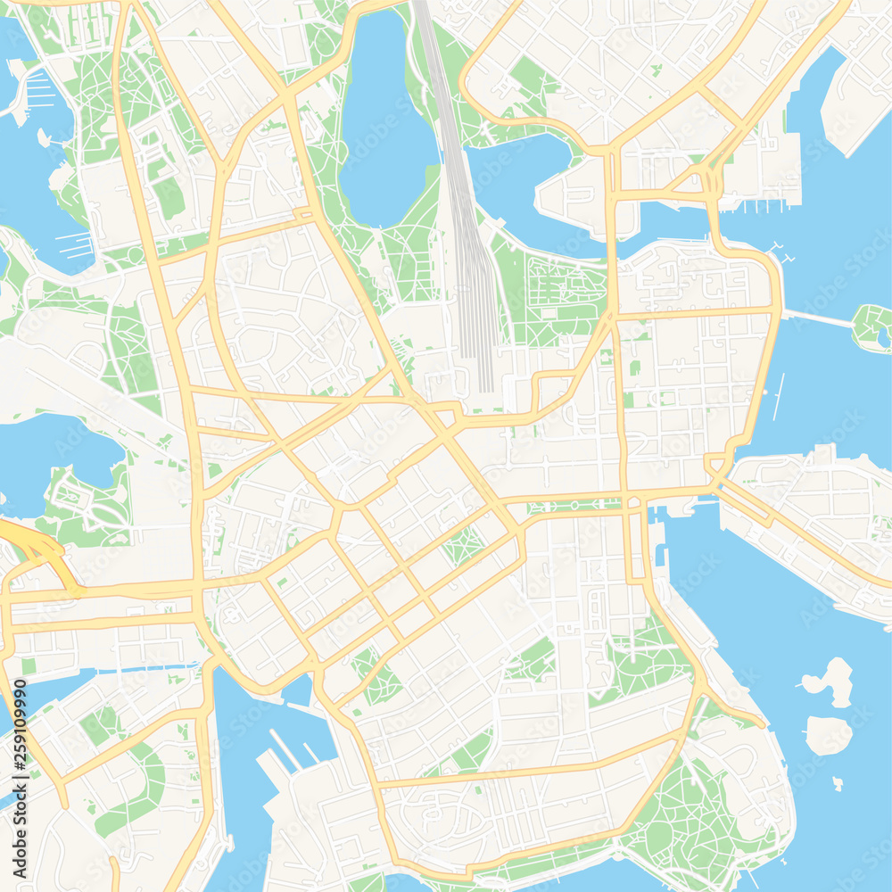Helsinki, Finland printable map