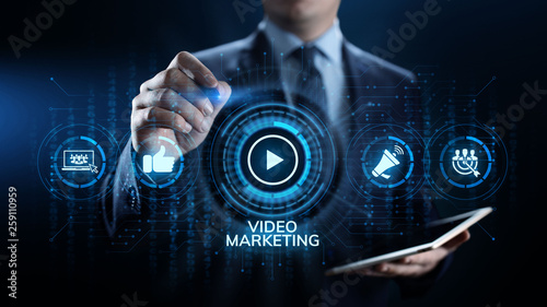 Video marketing online advertising business internet concept.