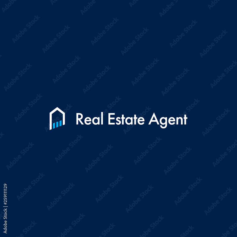 logo for real estate agent on blue background logo for real estate agent on blue background