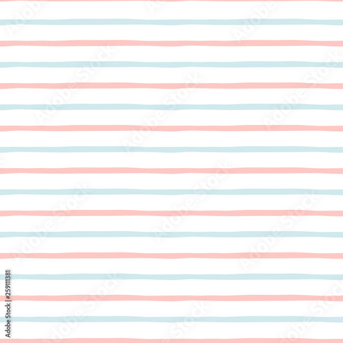 Seamless striped pattern Baby background Hand drawn lines pink blue colors vector