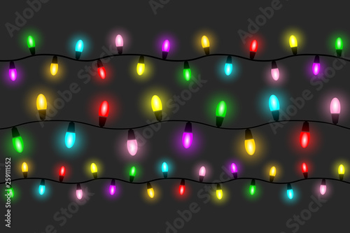 colourful light bulbs in a line set