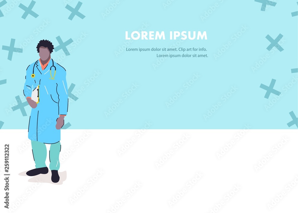 Vector template-illustration with doctor and place for information. Vector template-illustration with doctor and place for information.