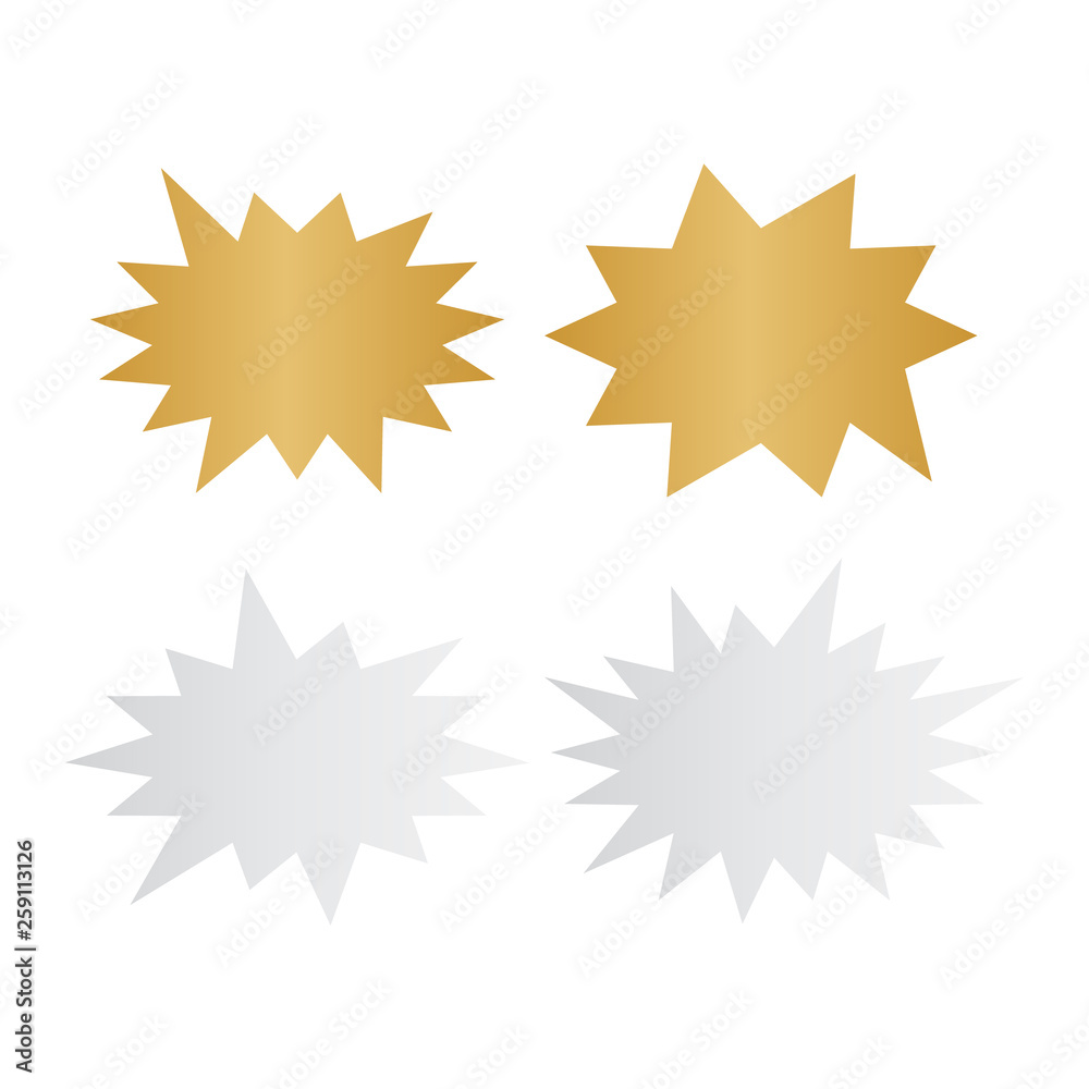 Starburst speech bubbles set. Bursting icon. Starburst isolated icons set