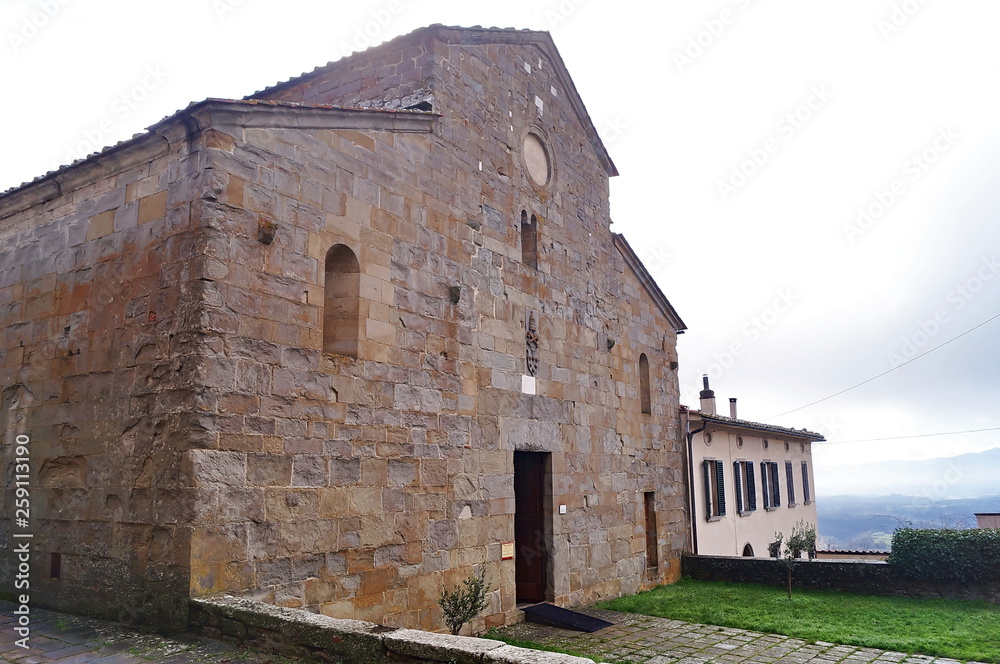 Facade of the church of Gropina, Tuscany, Italy