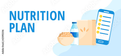 Diet food mobile application on smartphone.